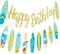 Surfboard Birthday Banner Gold Glitter Summer Beach Surf Party Decorations Summer Surfing Birthday Banners for Tropical Hawaiian Beach Decoration Swimming Pool Hawaii Party Supplies